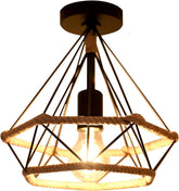 Plafonnier Industriel et Vintage E27 Base Cage Lampe de Plafond